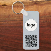Eenvoudige Logo QR code Business Blue Sleutelhanger (Voorkant)