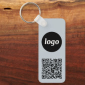 Eenvoudige Logo QR code Business Blue Sleutelhanger (Voorkant)