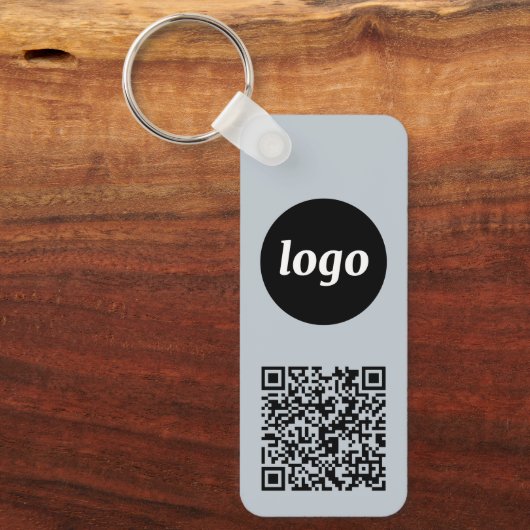 Eenvoudige Logo QR code Business Blue Sleutelhanger (Voorkant)
