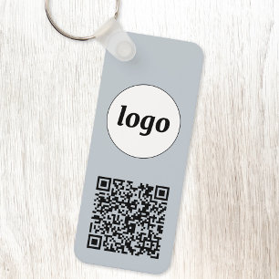 Eenvoudige Logo QR code Business Blue Sleutelhanger