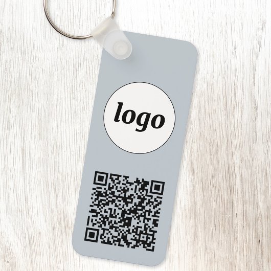 Eenvoudige Logo QR code Business Blue Sleutelhanger