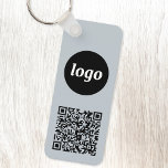 Eenvoudige Logo QR code Business Blue Sleutelhanger<br><div class="desc">Voeg je eigen logo en QR code toe aan dit opvallende minimalistische professionele ontwerp. Geweldig voor het branding van medewerkers,  of als promotieproduct voor uw medewerkers,  klanten en klanten. Wijzig de achtergrondkleur in het ontwerpgereedschap.</div>