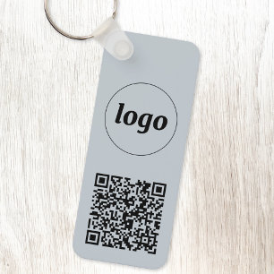 Eenvoudige Logo QR code Business Blue Sleutelhanger