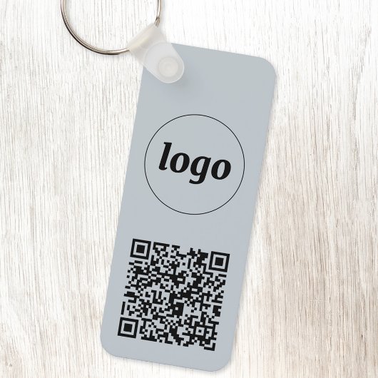 Eenvoudige Logo QR code Business Blue Sleutelhanger
