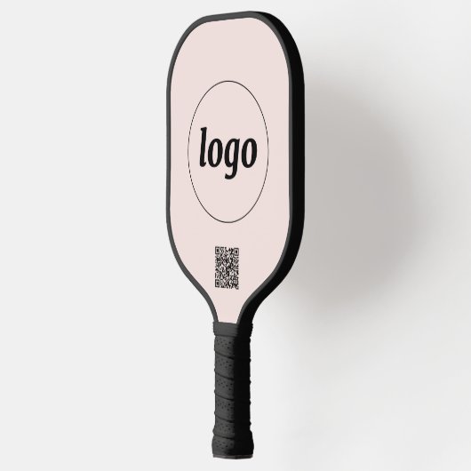 Eenvoudige Logo QR Code Business Blush Roze Pickleball Paddle (Links)