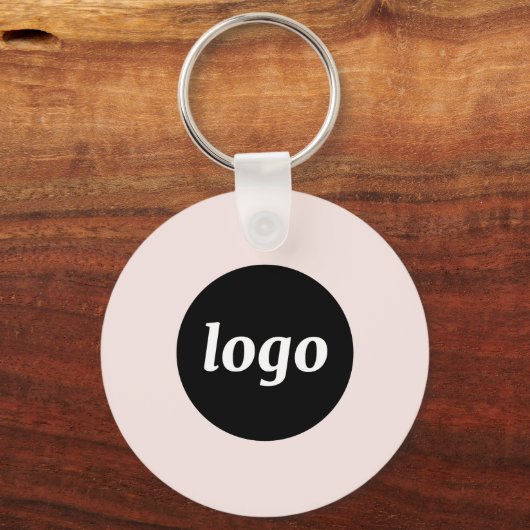Eenvoudige Logo QR Code Business Blush Roze Sleutelhanger (Voorkant)