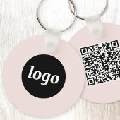 Eenvoudige Logo QR Code Business Blush Roze Sleutelhanger