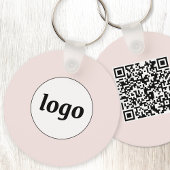 Eenvoudige Logo QR Code Business Blush Roze Sleutelhanger