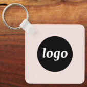 Eenvoudige Logo QR Code Business Blush Roze Sleutelhanger (Voorkant)
