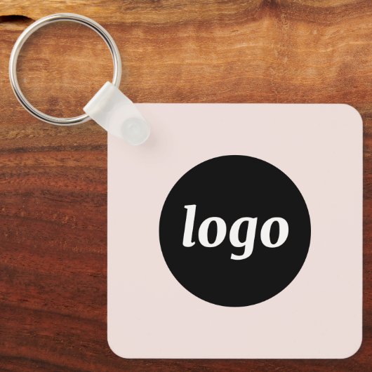 Eenvoudige Logo QR Code Business Blush Roze Sleutelhanger (Voorkant)