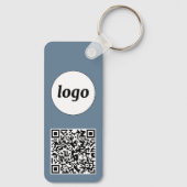 Eenvoudige Logo QR code Business Dusty Blue Grey Sleutelhanger (Achterkant)