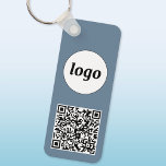 Eenvoudige Logo QR code Business Dusty Blue Grey Sleutelhanger<br><div class="desc">Voeg uw eigen logo en QR code aan dit opvallende minimalistische professionele ontwerp toe. Ideaal voor het merken van werknemers of als promotiemiddel voor uw werknemers,  klanten en klanten.</div>