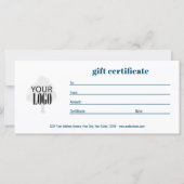 Eenvoudige Logo QR Code Cadeaubon Blauw (Voorkant)