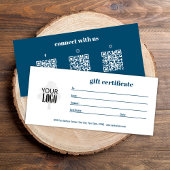 Eenvoudige Logo QR Code Cadeaubon Blauw