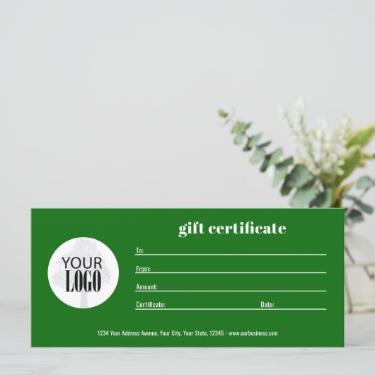 Eenvoudige Logo QR Code Cadeaubon Groen (Staand voorkant)