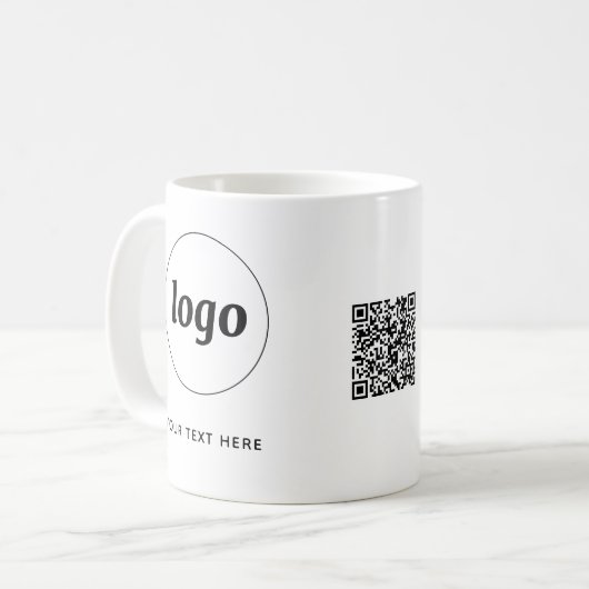 Eenvoudige Logo QR Code en Tekst Zakelijke Promoti Koffiemok (Voorkant links)
