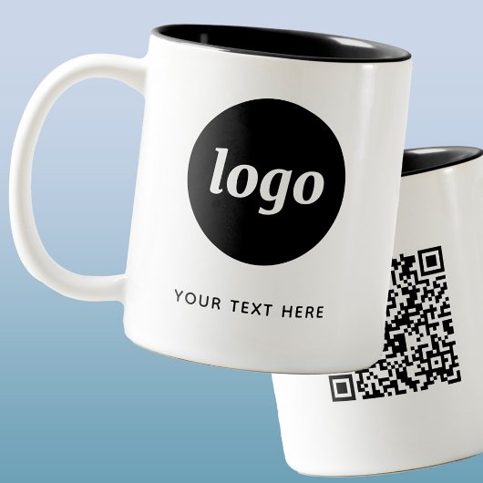 Eenvoudige Logo QR Code en Tekst Zakelijke Promoti Tweekleurige Koffiemok