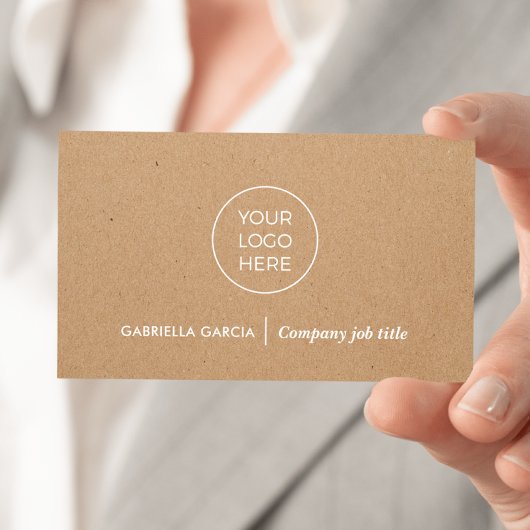 Eenvoudige Logo QR Code Gedrukt Kraft Visitekaartj Visitekaartje