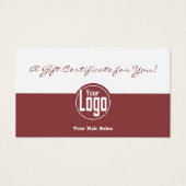 Eenvoudige Logo QR Code Haarstylist Cadeaubon Visitekaartje (Voorkant)