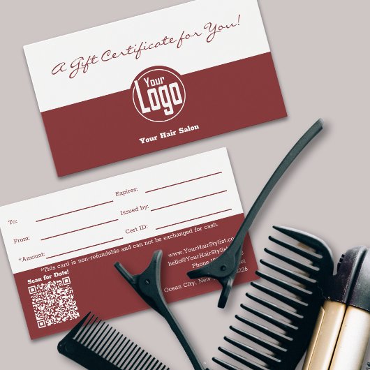 Eenvoudige Logo QR Code Haarstylist Cadeaubon Visitekaartje