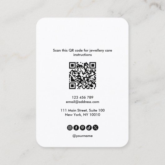 Eenvoudige logo QR code ketting oorbel display kaa Visitekaartje (Achterkant)