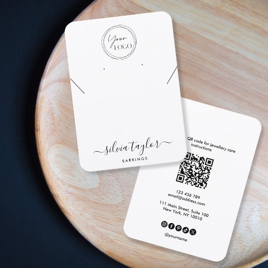 Eenvoudige logo QR code ketting oorbel display kaa Visitekaartje