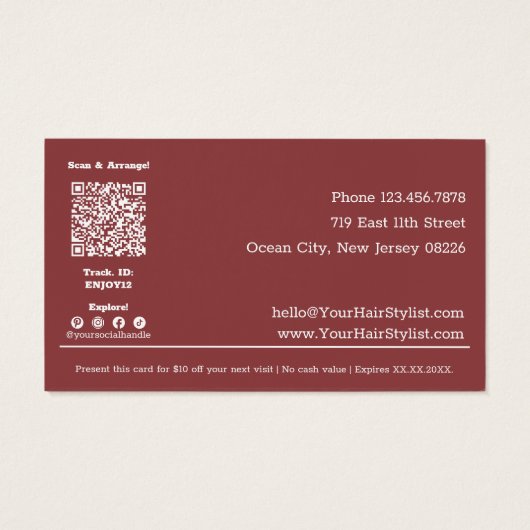 Eenvoudige Logo QR Code Lint $10 Gift Voucher Kaar Visitekaartje (Achterkant)