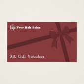 Eenvoudige Logo QR Code Lint $10 Gift Voucher Kaar Visitekaartje (Voorkant)