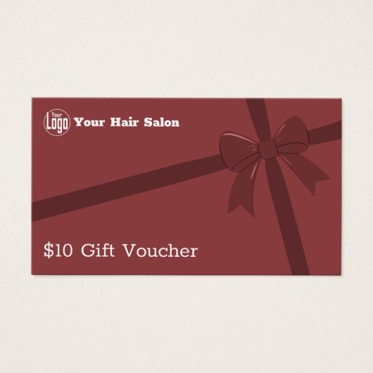 Eenvoudige Logo QR Code Lint $10 Gift Voucher Kaar Visitekaartje (Voorkant)