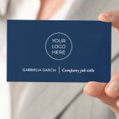 Eenvoudige Logo QR Code Navy Blue Visitekaartje