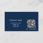 Eenvoudige Logo QR Code Navy Blue Visitekaartje (Achterkant)