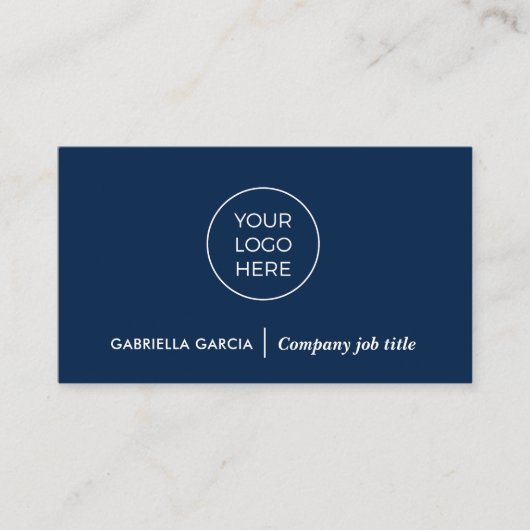 Eenvoudige Logo QR Code Navy Blue Visitekaartje (Voorkant)