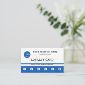 Eenvoudige Logo QR-code Navy Blue White Klantenkaartje (Staand voorkant)