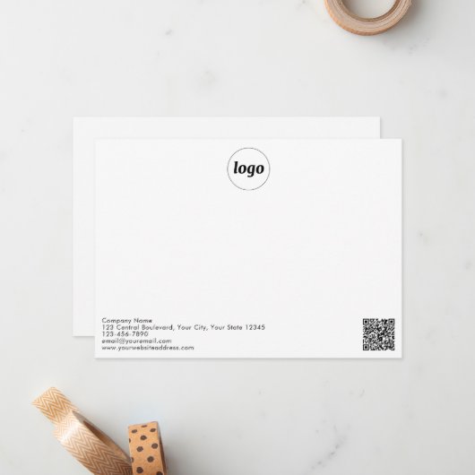 Eenvoudige Logo QR Code Professional Notitiekaartje (Voorkant / Achterkant in situ)