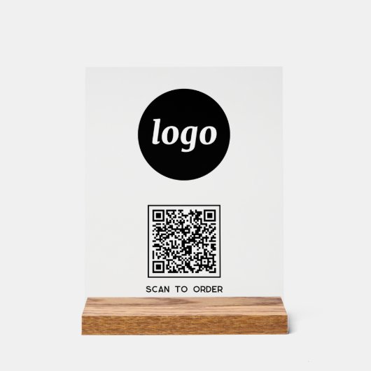Eenvoudige Logo QR-code Scan om te Bestellen Zakel Acryl Bord (Voorkant)