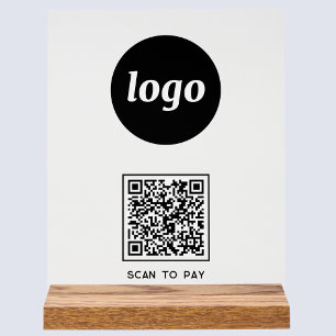 Eenvoudige Logo QR-code Scannen naar Betalen Zakel Acryl Bord