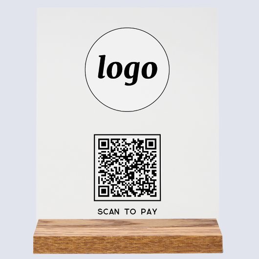 Eenvoudige Logo QR-code Scannen naar Betalen Zakel Acryl Bord