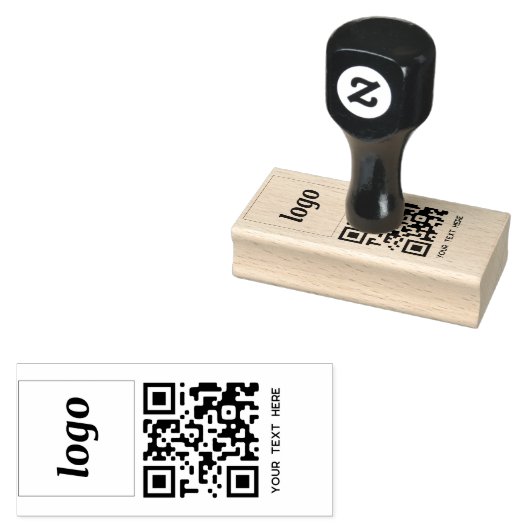 Eenvoudige Logo QR Code Tekst Zakelijk Promotie Rubberstempel (Gestempeld)