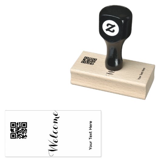 Eenvoudige Logo 'QR Code' Tekst Zakelijke Promotie Rubberstempel (Gestempeld)