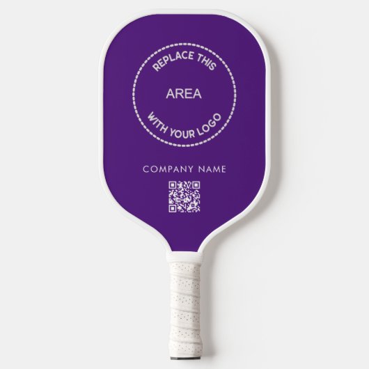 Eenvoudige Logo QR-code van het bedrijfsteam Paars Pickleball Paddle (Voorkant)