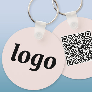Eenvoudige Logo QR Code Zakelijk Blozend Roze Sleutelhanger