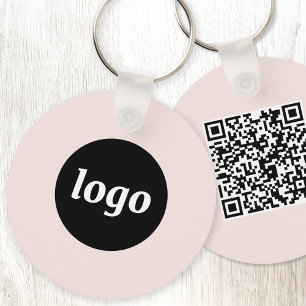 Eenvoudige Logo QR Code Zakelijk Blush Roze Sleutelhanger