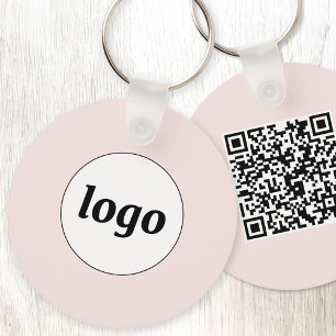Eenvoudige Logo QR Code Zakelijk Blush Roze Sleutelhanger