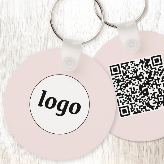 Eenvoudige Logo QR Code Zakelijk Blush Roze Sleutelhanger