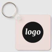 Eenvoudige Logo QR Code Zakelijk Blush Roze Sleutelhanger (Voorkant)
