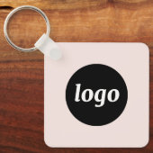 Eenvoudige Logo QR Code Zakelijk Blush Roze Sleutelhanger (Voorkant)