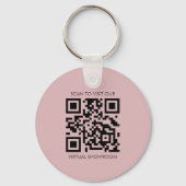 Eenvoudige Logo QR Code Zakelijk Branding Roze Sleutelhanger (Achterkant)