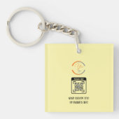 Eenvoudige Logo QR Code Zakelijk Licht Geel Sleute Sleutelhanger (voorkant)