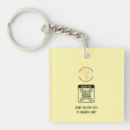 Eenvoudige Logo QR Code Zakelijk Licht Geel Sleute Sleutelhanger
