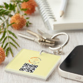 Eenvoudige Logo QR Code Zakelijk Licht Geel Sleutelhanger (Voorkant Rechts)